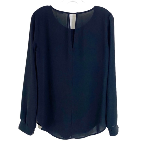 LUSH Black Flowy Collarless Blouse Women Size Small - HSH1353 - Picture 6 of 6